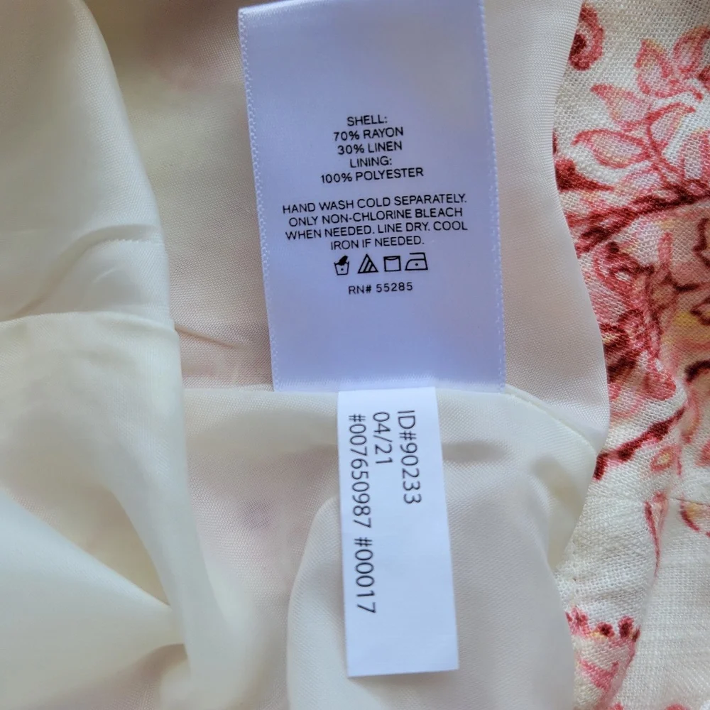 Express Women's Pink Ivory Linen Blend Floral Tiered Ruffle Mini Skirt Sz 14 New